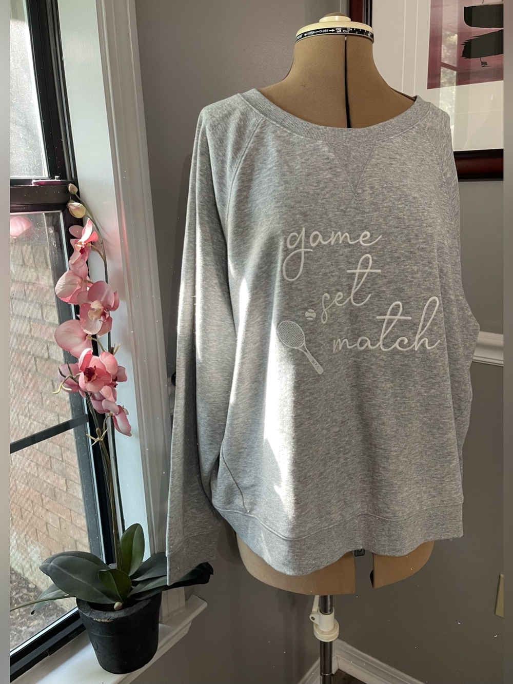 LOFT Lou & Grey Heather Gray 'Game Set Match' Pullover Sweatshirt